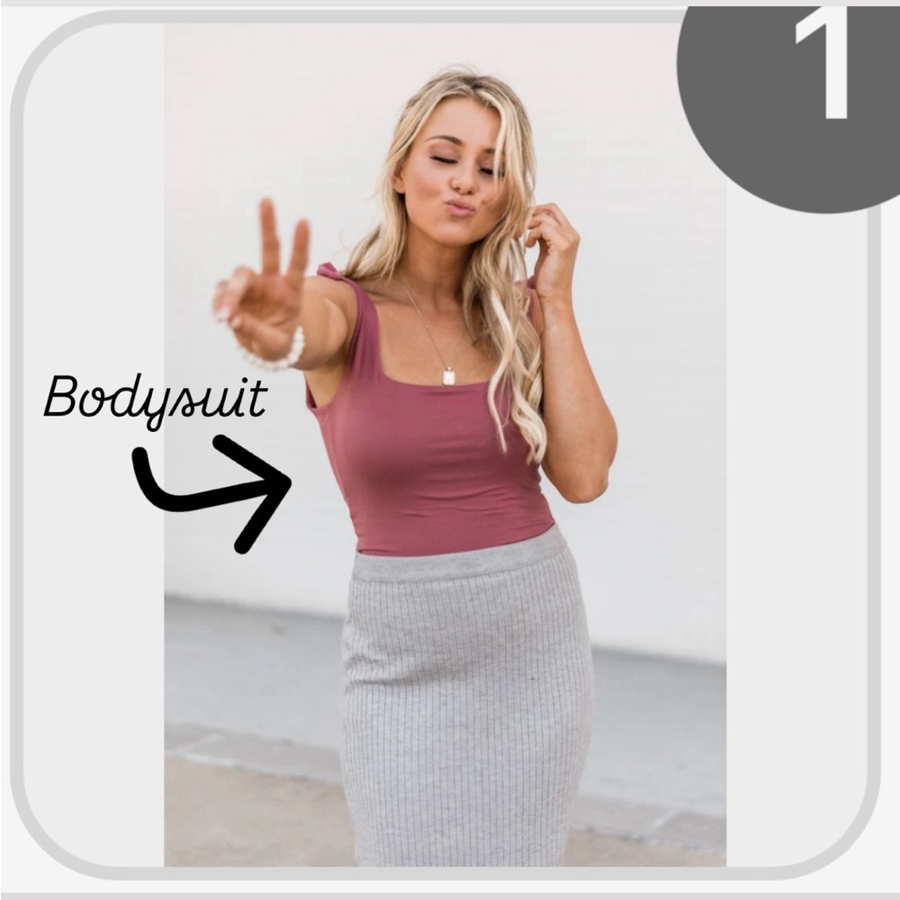 Ordinary Fun Mauve Square Neck Bodysuit by Pink Lily